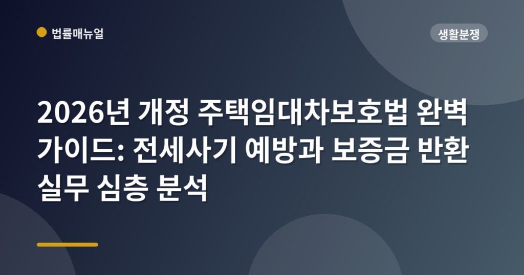 2026년 개정 주택임대차보호법 완벽 가이드: 전세사기 예방과 보증금 반환 실무 심층 분석
